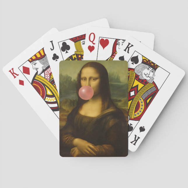 Mona Lisa Blowing Rosa Bubble Gum Casinokort (Baksidan)