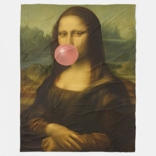 Mona Lisa Blowing Rosa Bubble Gum Fleecefilt