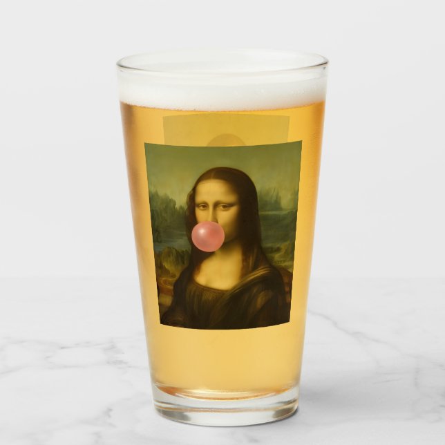 Mona Lisa Blowing Rosa Bubble Gum Glaskopp (Framsida fylld)