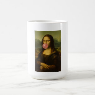 Mona Lisa Blowing Rosa Bubble Gum Kaffemugg