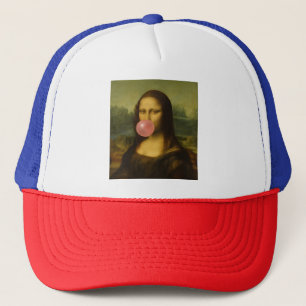Mona Lisa Blowing Rosa Bubble Gum Keps