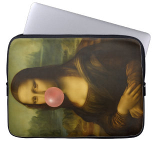 Mona Lisa Blowing Rosa Bubble Gum Laptop Fodral