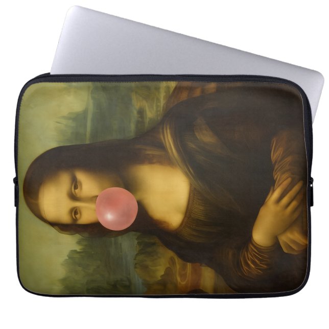 Mona Lisa Blowing Rosa Bubble Gum Laptop Fodral (Framsidan)