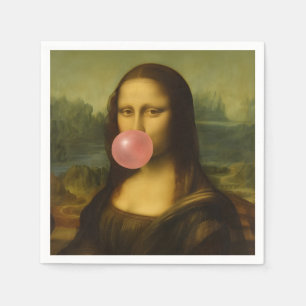 Mona Lisa Blowing Rosa Bubble Gum Pappersservett