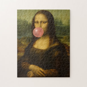 Mona Lisa Blowing Rosa Bubble Gum Pussel