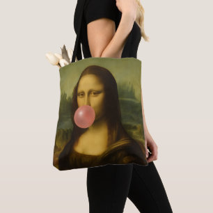 Mona Lisa Blowing Rosa Bubble Gum Tygkasse