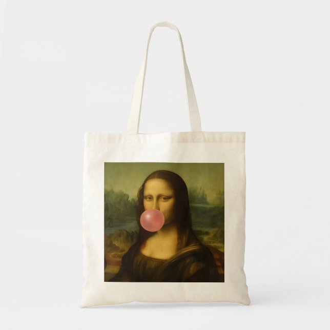 Mona Lisa Blowing Rosa Bubble Gum Tygkasse (Framsidan)