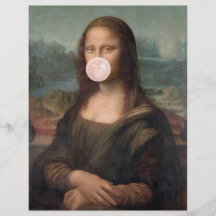 Mona Lisa Blowing Rosa Bubble tum