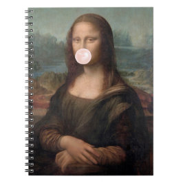 Mona Lisa Blowing Rosa Bubble tum Anteckningsbok