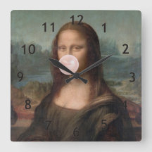 Mona Lisa Blowing Rosa Bubble tum