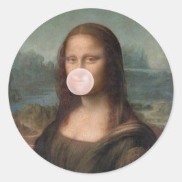 Mona Lisa Blowing Rosa Bubble tum Runt Klistermärke