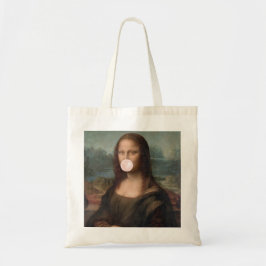 Mona Lisa Blowing Rosa Bubble tum Tygkasse