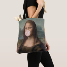 Mona Lisa Blowing Rosa Bubble tum