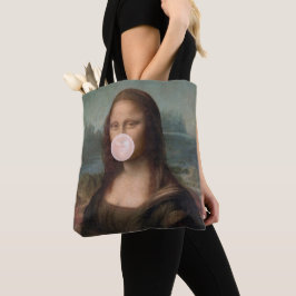 Mona Lisa Blowing Rosa Bubble tum Tygkasse