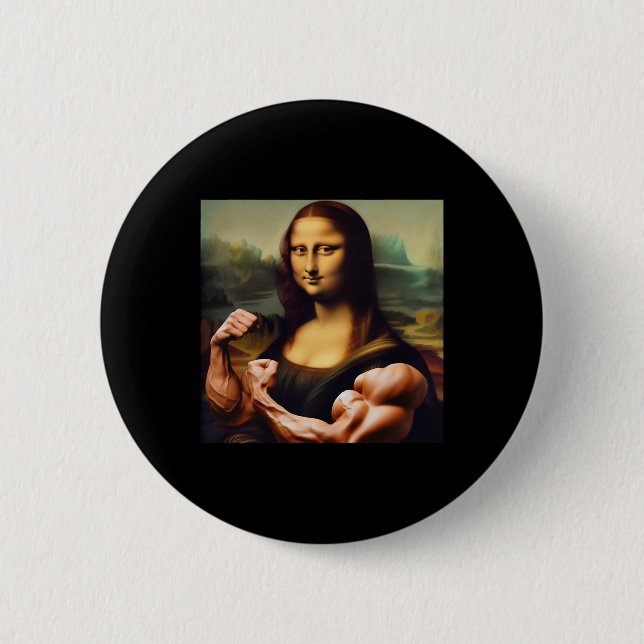 Mona Lisa Bodybuilding Funny Gift 3 Knapp (Framsida)