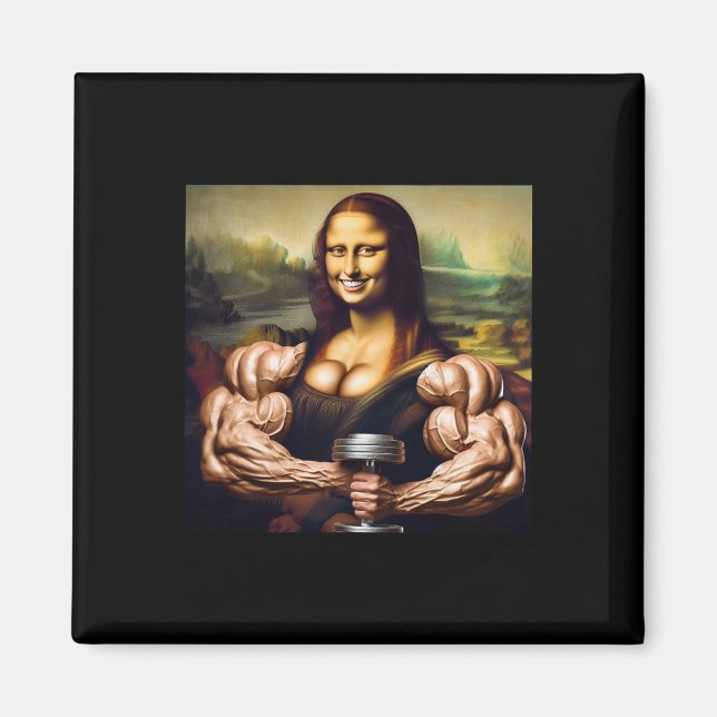 Mona Lisa Bodybuilding Funny Gift 5 Magnet (Framsidan)