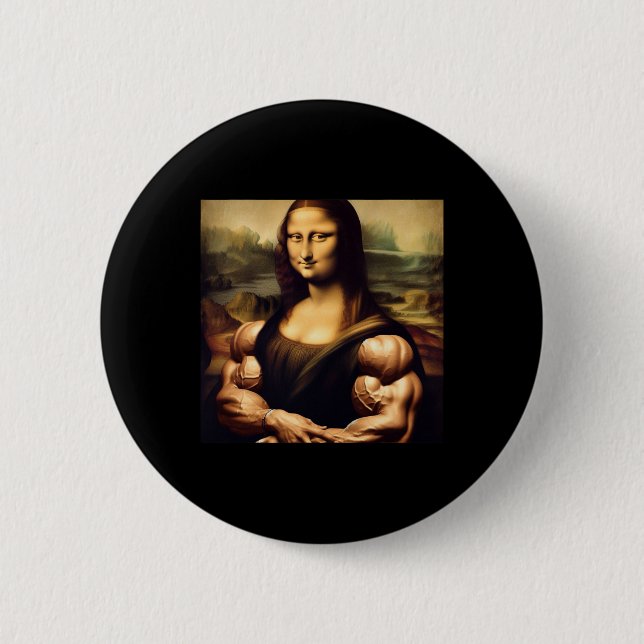 Mona Lisa Bodybuilding Funny Gift Knapp (Framsida)
