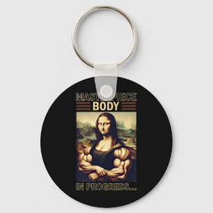 Mona Lisa Bodybuilding Muscle Gym Weightlift Wo Nyckelring
