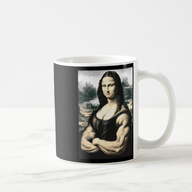 Mona Lisa Bodybuilding Parody Leonardo Da Vinci Me Kaffemugg (Höger)
