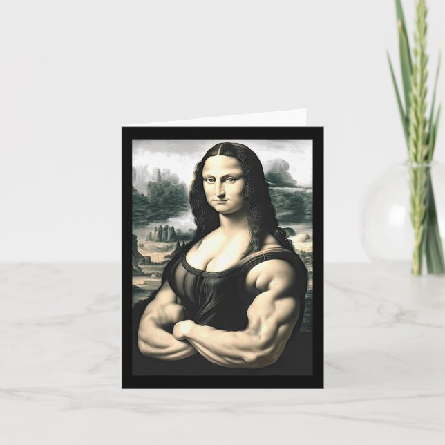 Mona Lisa Bodybuilding Parody Leonardo Da Vinci Me Kort (Framsida)
