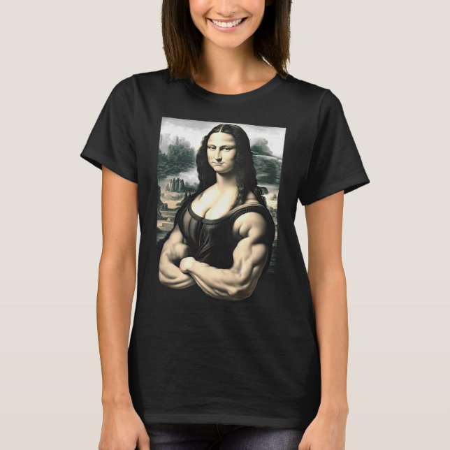 Mona Lisa Bodybuilding Parody Leonardo Da Vinci Me T Shirt (Framsida)