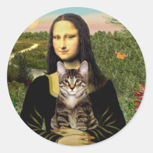 Mona Lisa - Brun tabby tigerkatt Runt Klistermärke