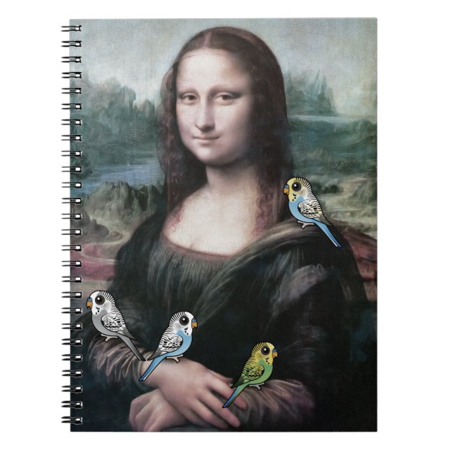 Mona Lisa & Budgies Anteckningsbok Med Spiral (Framsidan)