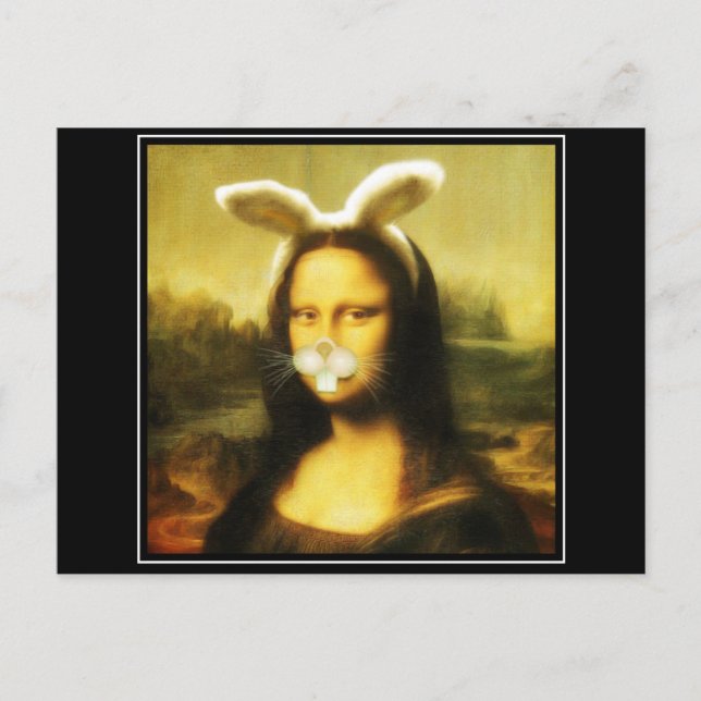 Mona Lisa Bunny Öron Påsk Helg Vykort (Framsida)