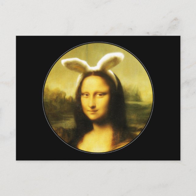 Mona Lisa Bunny Öron Påsk Helg Vykort (Framsida)