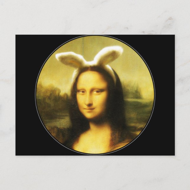 Mona Lisa Bunny Öron Påsk Helg Vykort (Framsida)