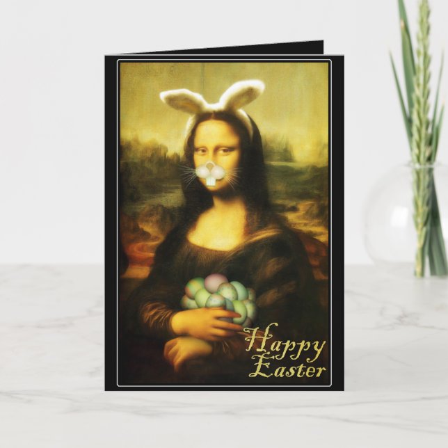 Mona Lisa Bunny Öron Påsk Helgkort (Framsida)