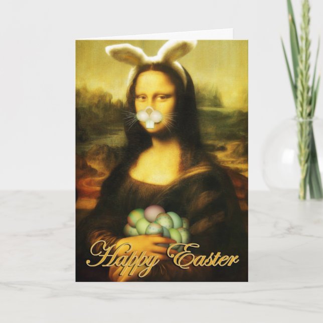 Mona Lisa Bunny Öron Påsk Helgkort (Framsida)