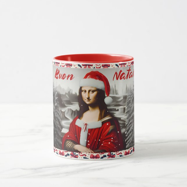 Mona Lisa Buon Natale jul Classic Mugg, 11 oz Mugg (Center)