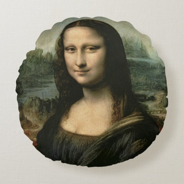 Mona Lisa, c.1503-6 2 Rund Kudde (Framsidan)