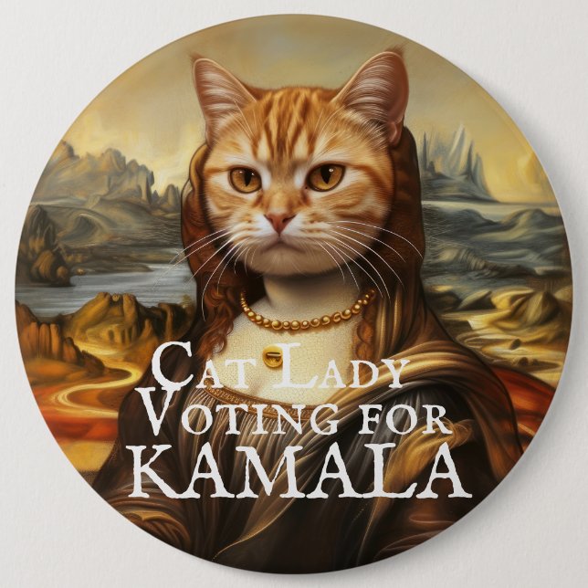 Mona Lisa Cat för Kamala Button Knapp (Framsida)