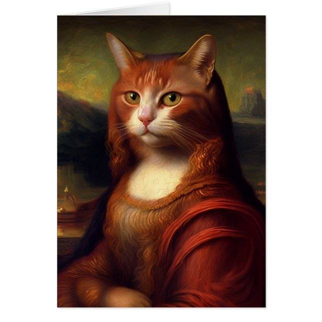 Mona Lisa Cat Hälsningskort (Framsidan)