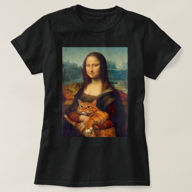 Mona Lisa + Cat T-Shirt T-Shirt (Design framsida)