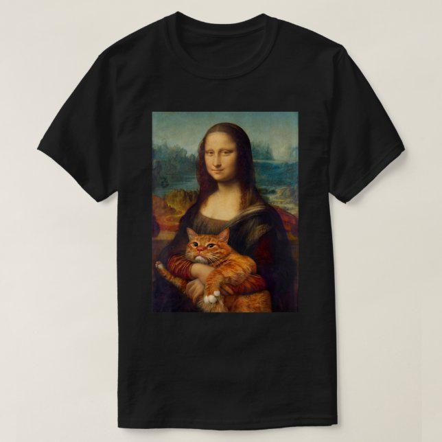Mona Lisa + Cat T-Shirt T-Shirt (Design framsida)