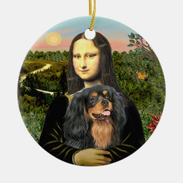 Mona Lisa - Cavalier (svart/gyllenbrun) Julgransprydnad Keramik (Framsidan)