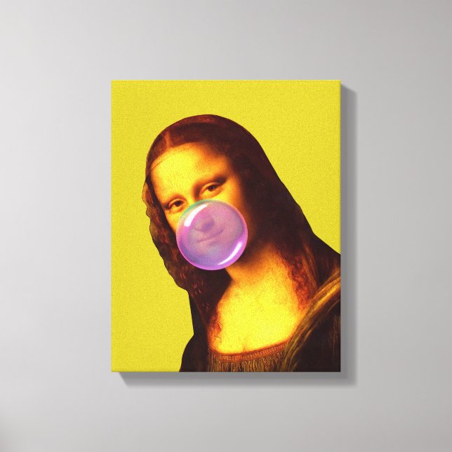 Mona Lisa Chewing gum Bubble Canvastryck (Framsida)