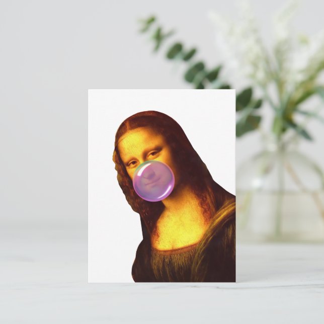 Mona Lisa Chewing gum Bubble Helg Vykort (Stående Fram)