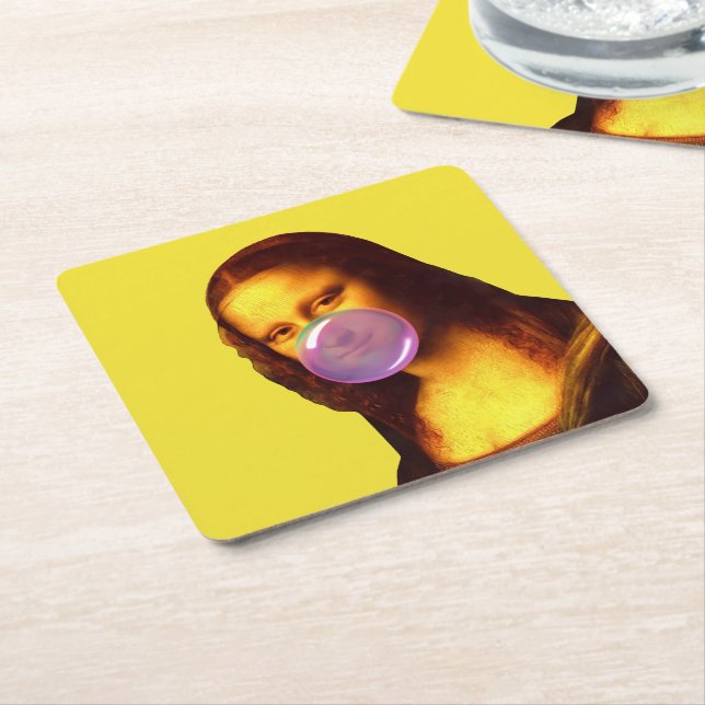 Mona Lisa Chewing gum Bubble Underlägg Papper Kvadrat (Vinklad)