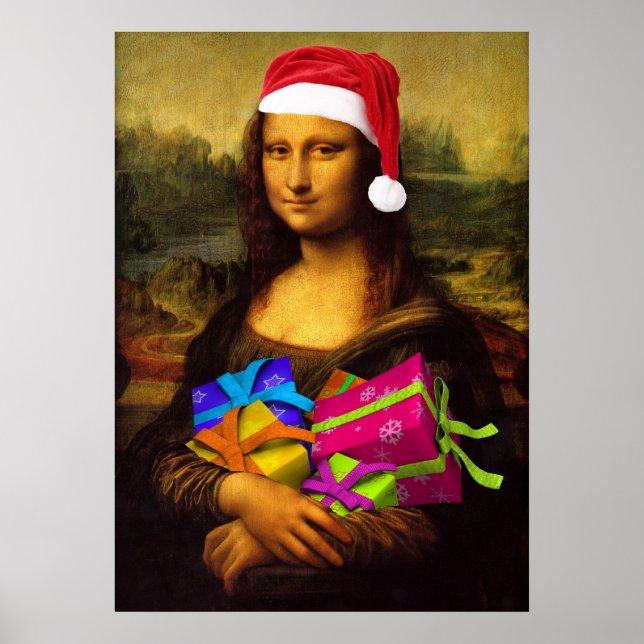 Mona Lisa Comes as Jultomten Poster (Framsidan)