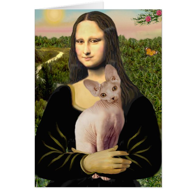 Mona Lisa - Cream Sphynx-katt Hälsningskort (Framsidan)