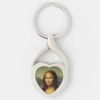Mona Lisa da Vinci Twisted Heart Silverfärgad Nyckelring