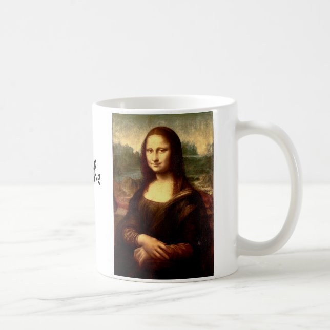 Mona Lisa - Dam med Mystic Smile Kaffemugg (Höger)