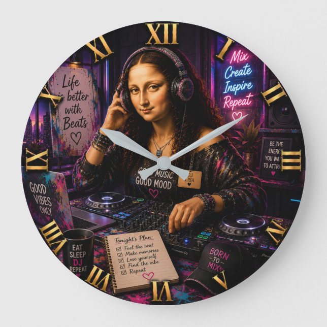 Mona Lisa DJ Funny Music Studio Stor Klocka (Framsida)