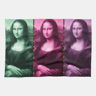 Mona Lisa Djurtryck Grön Rosa Lila Kökshandduk