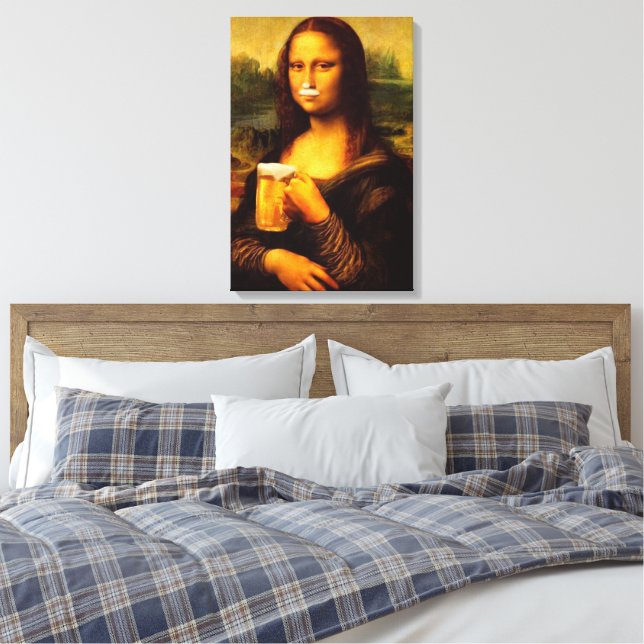 Mona Lisa dricker öl Beer älskare Canvastryck (Insitu (sovrum))