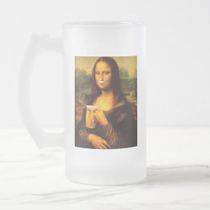 Mona Lisa dricker öl Beer älskare Frostat Ölglas